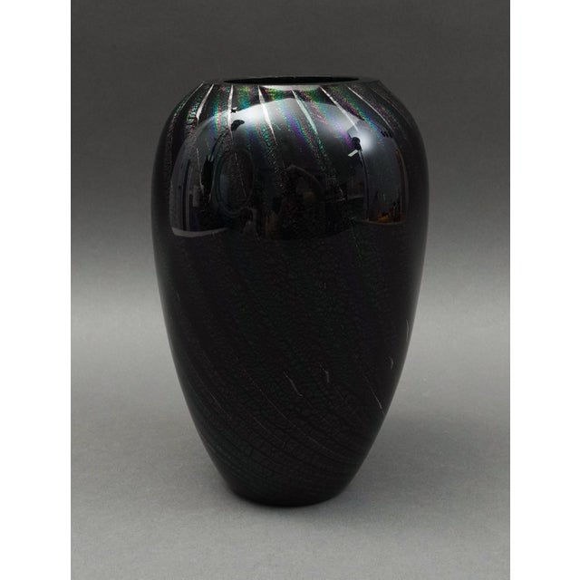 Robert Eickolt 1988 Signed Black Dichroic Iridescent Vase For Sale In Miami - Image 6 of 9