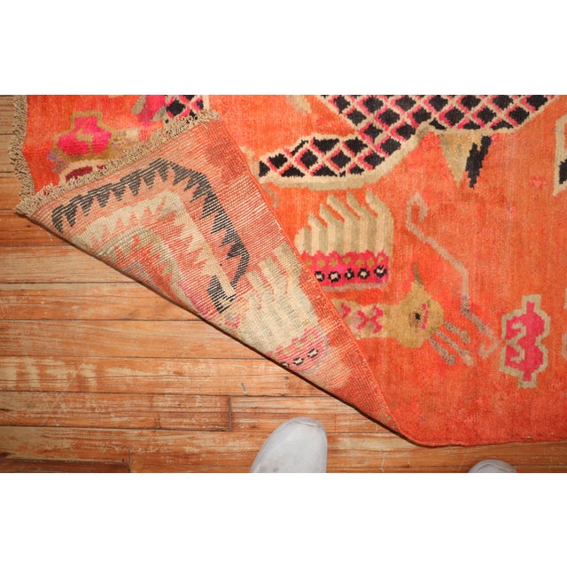 Textile Zabihi Collection Orange Dragon Vintage Tibetan Rug - 3'1" x 5'9" For Sale - Image 7 of 9