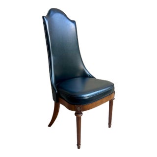 Vintage Hollywood Regency Black Side Chair With Brass Handle For Sale