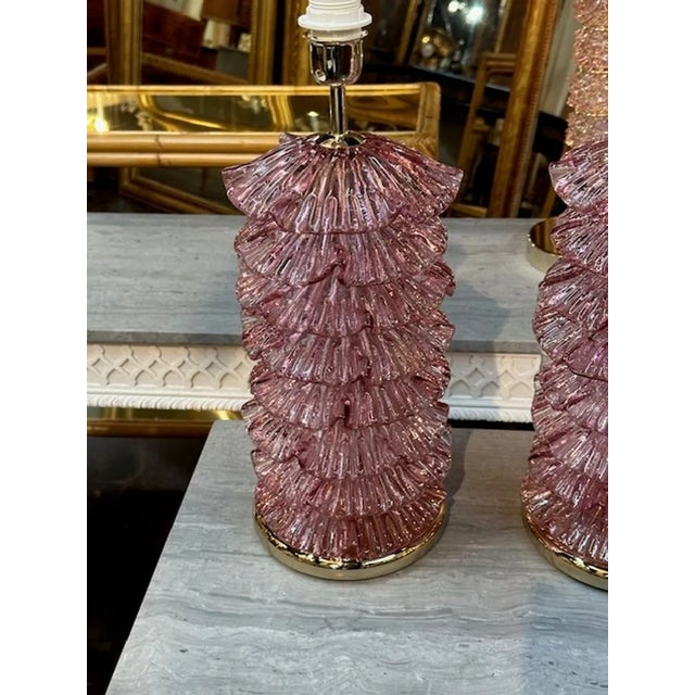 Modern Murano Ruffle Lamps Amethyst For Sale - Image 3 of 5