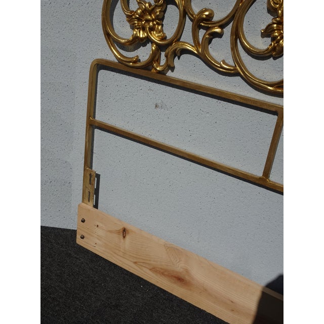 Rococo Style King Size Iron Scrolled Headboard Metallic Gold Italian Headboard For Sale In Los Angeles - Image 6 of 13