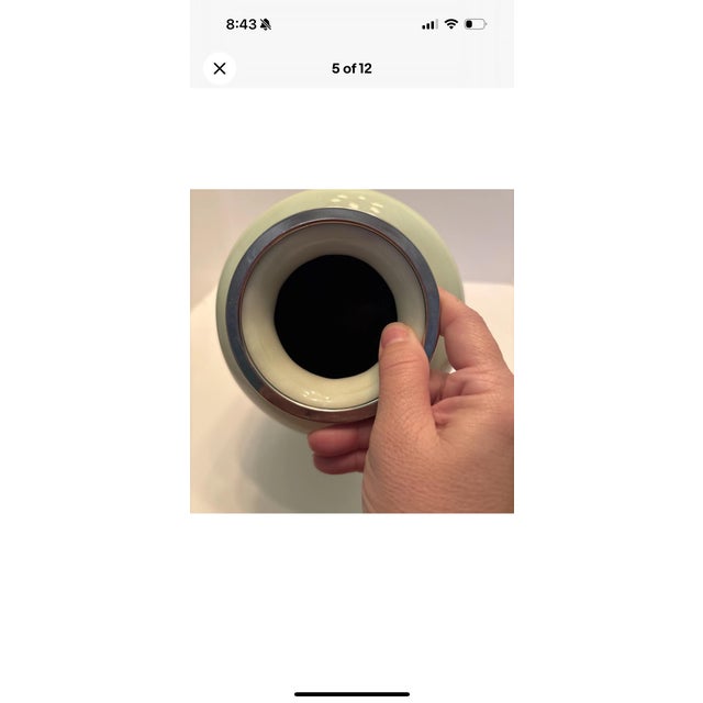 Ando Jubei Signed Japanese Cloisonné Celadon Green Vase Chrysanthemums Antique For Sale - Image 4 of 10