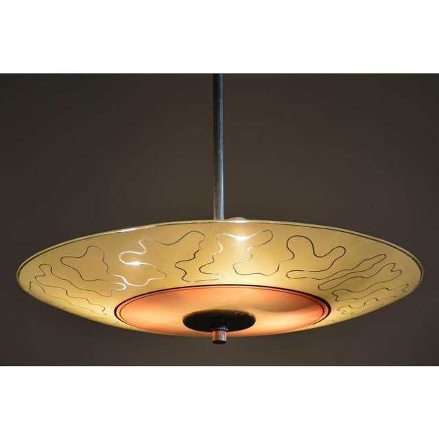 Glass Glass & Chrome Hanging Light, 1950s For Sale - Image 7 of 16