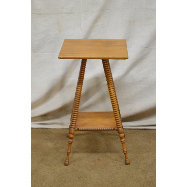 Antique Victorian Oak Square 2-Tier Plant Stand Side Table ...