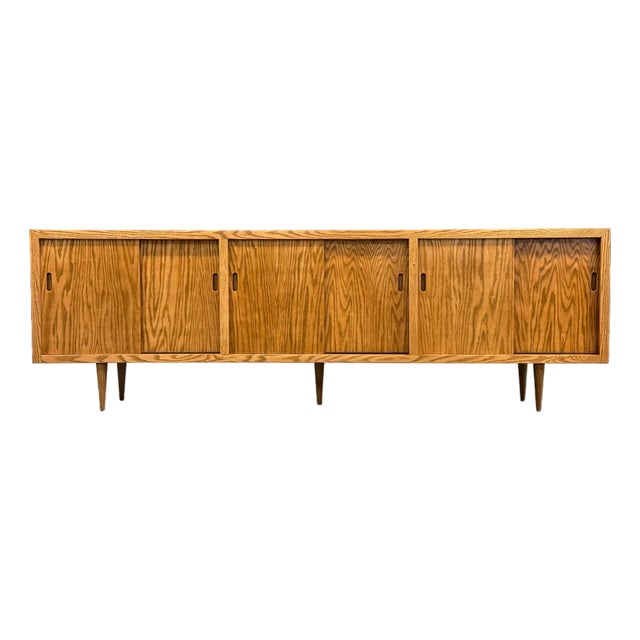 1970s Refinished Oak Sideboard Credenza For Sale