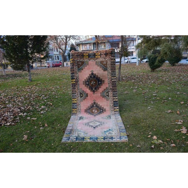 Vintage Tribal Muted Colors Oushak Runner 4'5'' X 10'10'' For Sale - Image 10 of 10