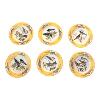 Large Chinese Export Hand-Colored Ceramic Decorative Plates - Set of 6 For Sale