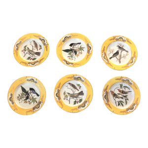 Large Chinese Export Hand-Colored Ceramic Decorative Plates - Set of 6