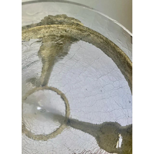 Metal Off White Metal Urn Vase With Crackle Glass Insert, 1980's For Sale - Image 7 of 12