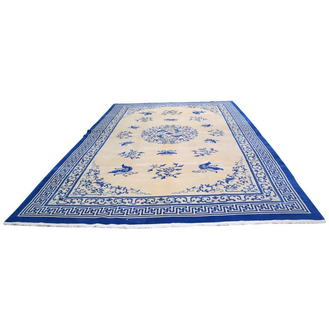Vintage Chinese Art Deco Hand Knotted Wool Rug,9'10'' X 15'3'' For Sale - Image 4 of 6