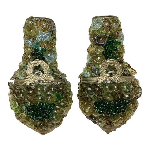 Vintage Italian Murano Glass Flower Sconce - A Pair For Sale