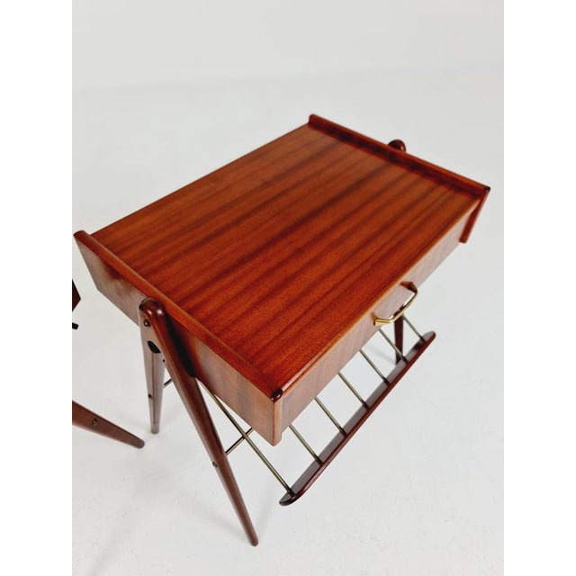 Mid-Century Danish Mahogany and Brass Nightstands, 1960s, Set of 2 For Sale - Image 4 of 18