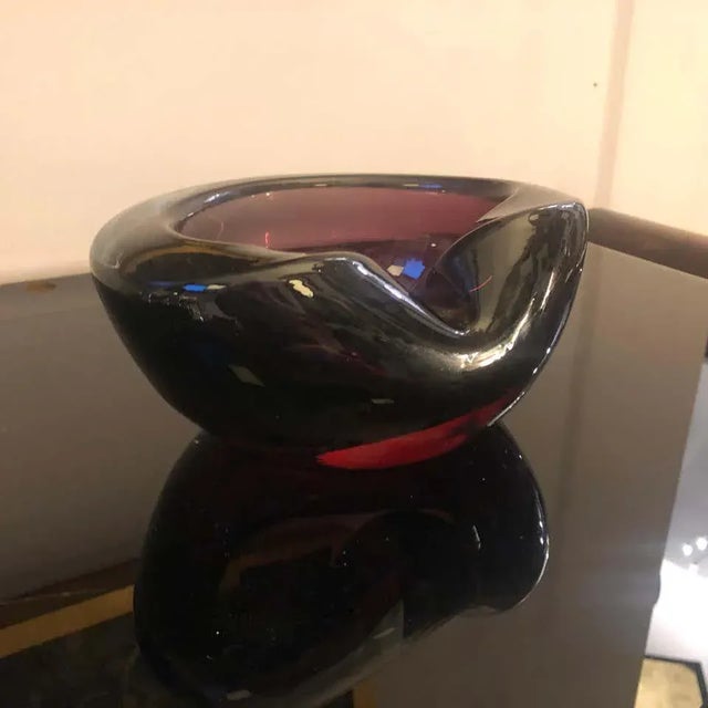 Mid-Century Modern 1970sItalian Mid-Century Modern Seguso Style Heavy Purple Murano Glass Ashtray For Sale - Image 3 of 13