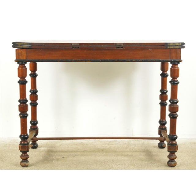 Vintage European Wooden Bridge Game Table For Sale - Image 10 of 13