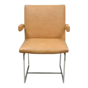 Mid 20th Century Vintage Milo Baughman Style Chrome Floating Frame Dining Arm Chair