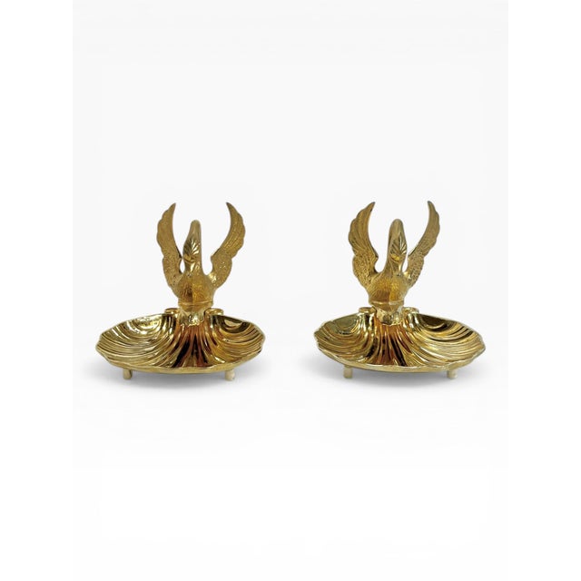 Pair of Vintage Brass Swan & Shell Soap Dishes in the Style of Sherle Wagner For Sale - Image 13 of 17