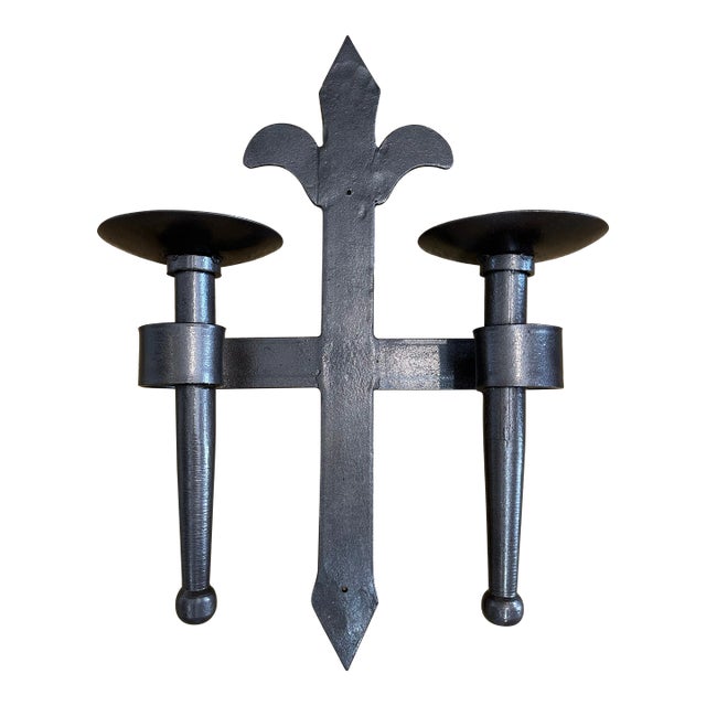 Solid Iron Candle Sconce For Sale