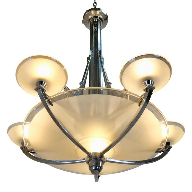 Ceiling Lamp with Bird Motif with Original Chrome Plating, 1930s For Sale - Image 4 of 10