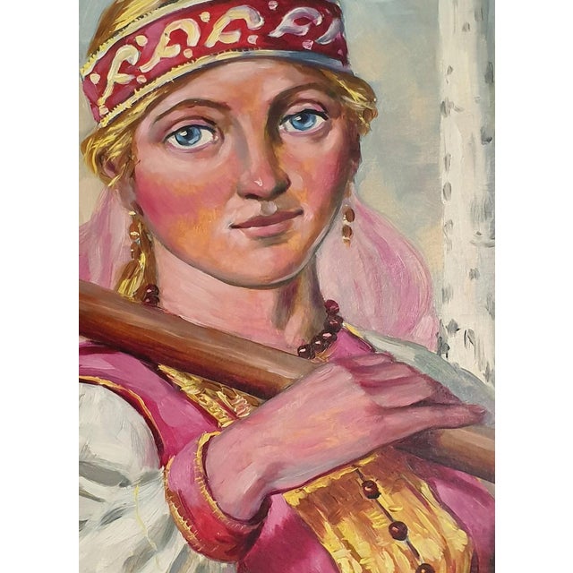 1970s Oil Portrait Painting: Ukrainian Artist, Young Girl 69-50 For Sale - Image 4 of 6