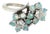 Mid 20th Century Diamonds & Opal 14k White Gold Double Flower Ring Size 5.5 For Sale