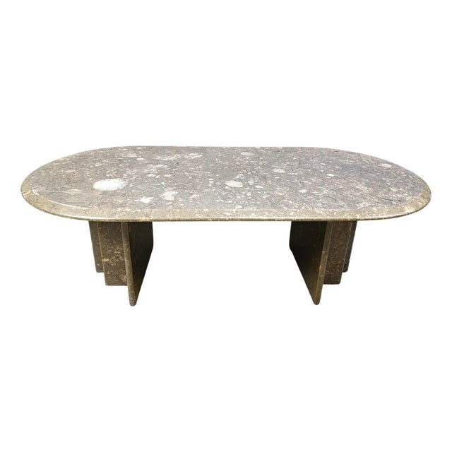Vintage Italian Grey Marble Coffee Table, 1970s For Sale