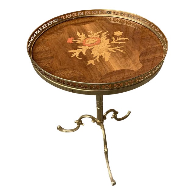 Small Vintage Brass Side Table For Sale
