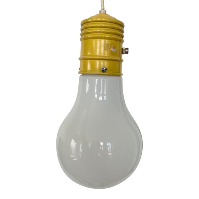 Vintage Ingo Maurer Style Pop Art Giant Glass Light Bulb Pendant Lamp For Sale