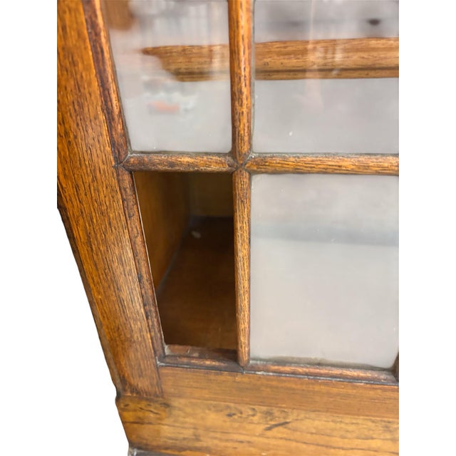 Brown 1920s Oak Art Deco Drop Front Secretary Side by Side With Glass Fronts For Sale - Image 8 of 9