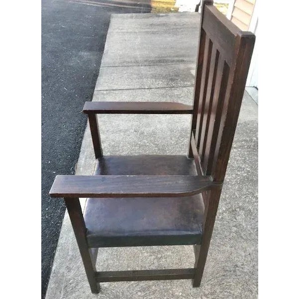 Early 20th Century Antique Mission Oak Armchair For Sale - Image 4 of 8