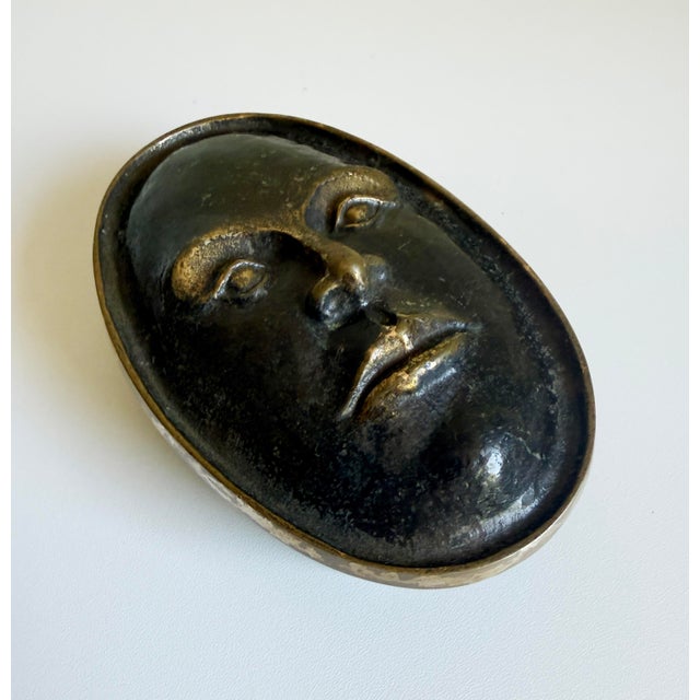 Bronze Oval Box With Sculpted Face by Nelles Studio, 1989 For Sale - Image 10 of 10