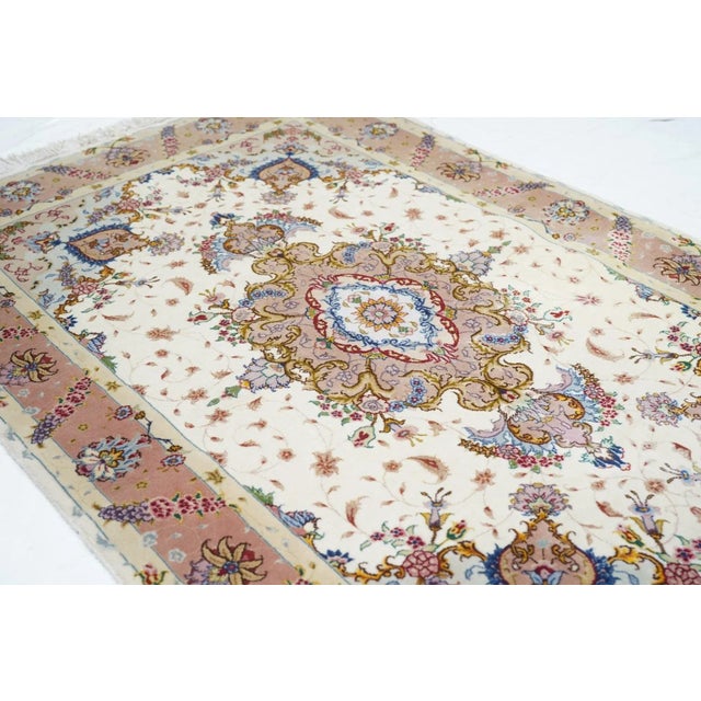 Textile Extremely Fine Persian Tabriz Wool & Silk Rug 3'4'' X 5'2'' For Sale - Image 7 of 11