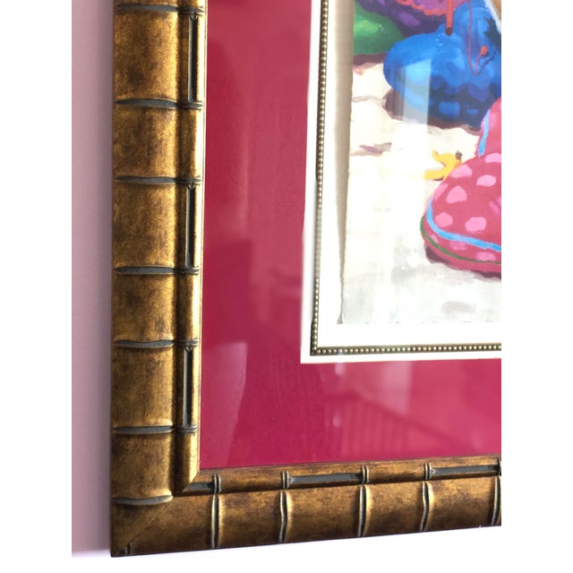 Raspberry Red 2002 "Monkeys on the Beach" Anthropomorphic Lithograph by Dan Poole, Framed For Sale - Image 8 of 9