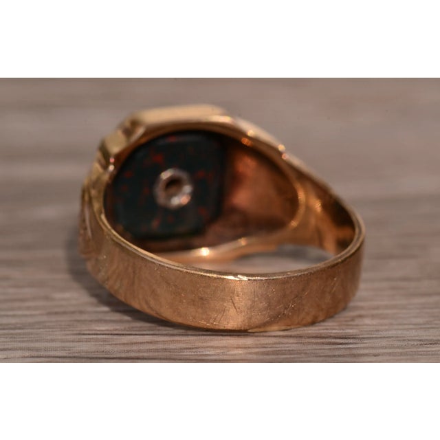 Early 20th Century The Port Lincoln: Antique Bloodstone and Diamond Cocktail Ring For Sale - Image 5 of 10