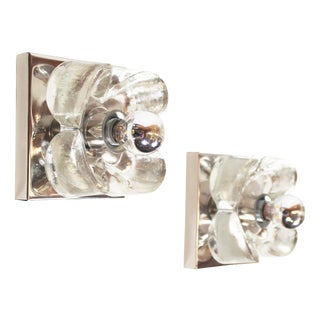 Small Chrome and Glass Wall Lights from Sische, 1970s, Set of 2 For Sale