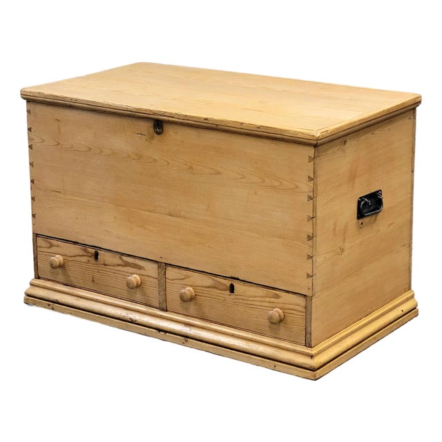 Antique Eastern European Natural Pine Blanket Chest For Sale