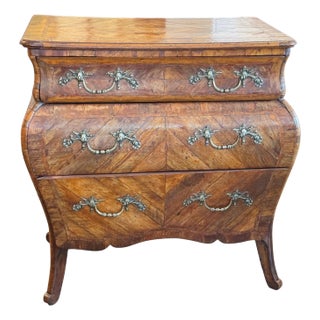 18th Century Italian Bombe Commode With Marquetry Veneer For Sale
