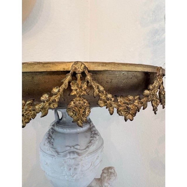 Antique Porcelain Three-Putti Centerpiece With Gilt-Metal Tray, 17” For Sale - Image 10 of 10