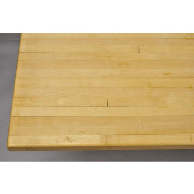 Vintage Regency Farmhouse Iron Curule Base Butcher Block Wood Top Dining Table For Sale - Image 9 of 12