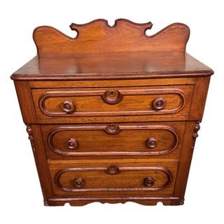 Antique Victorian Walnut 3 Drawer Bachelors Chest of Drawers For Sale