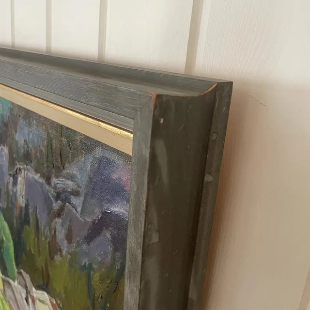 1957 Mid-Century Swedish Modernist Oil Painting "Sommarkväll Vid Kleivi" by Fritz Smedberg For Sale - Image 11 of 18