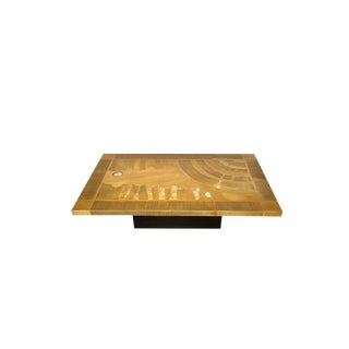 Etched Inlaid Brass Coffee Table with Agate Stone Top by Christian Krekels, 1977 For Sale