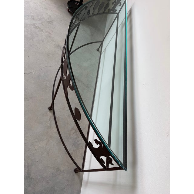1980’s Rosemary Pozzi Franzetti Taos Style Hand-Cut Oxidized Steel Demilune Console Table/ Sold For Sale - Image 12 of 12