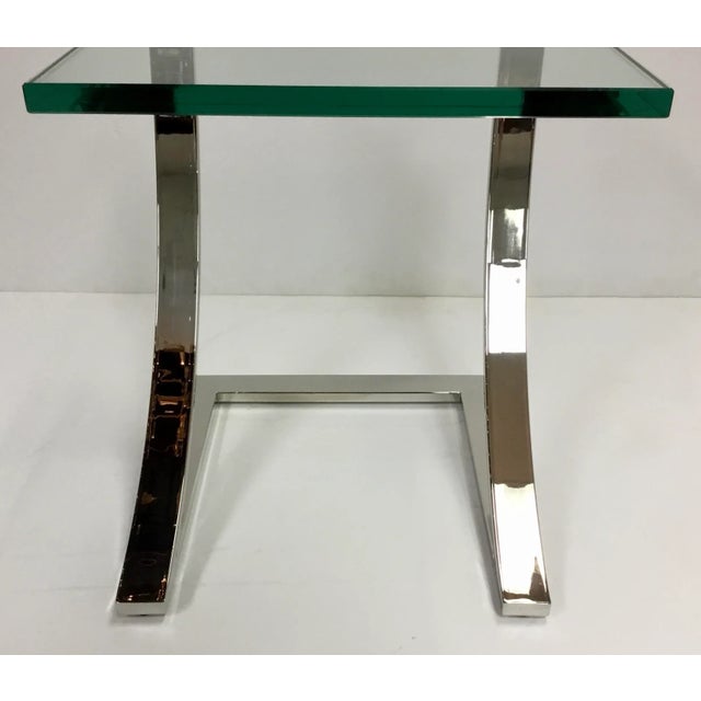 Contemporary Polished Nickel and Glass Side Table For Sale - Image 4 of 6