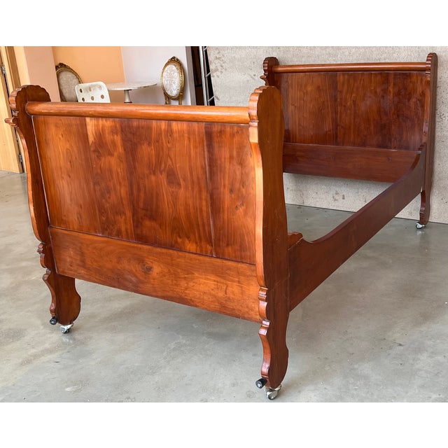 1840s Single Carved Louis-Philippe in Mahogany Boat Bed For Sale - Image 6 of 13