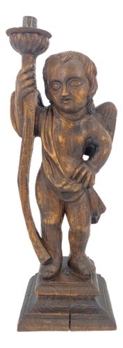 Gothic Angel Figure, 1800s, Limewood