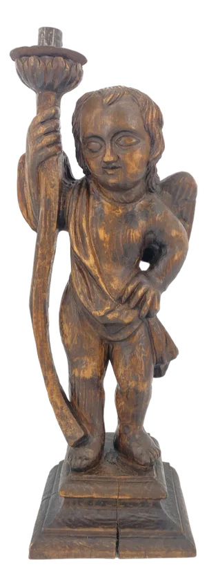 Gothic Angel Figure, 1800s, Limewood
