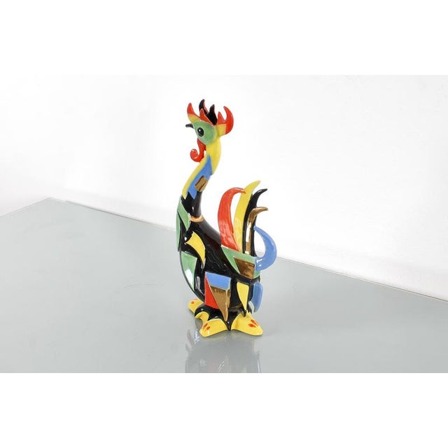 Mid-Century Multicolored Hand-Glazed Ceramic Rooster by by G. Girardi, Italy, 1960s For Sale - Image 3 of 11