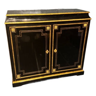French Napoleon III Style Black Side Cabinet For Sale
