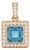 Swiss Blue Topaz Pendant Necklace | Square Cut Gemstone Pendant | December Birthstone Pendant | Dainty Statement Necklace For Sale