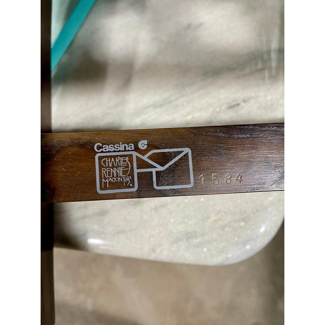 Late 20th Century Brown Oak Cassina Macintosh Drop Leaf Dining Table 6 Rush Seat Chairs Set Mint For Sale - Image 15 of 18